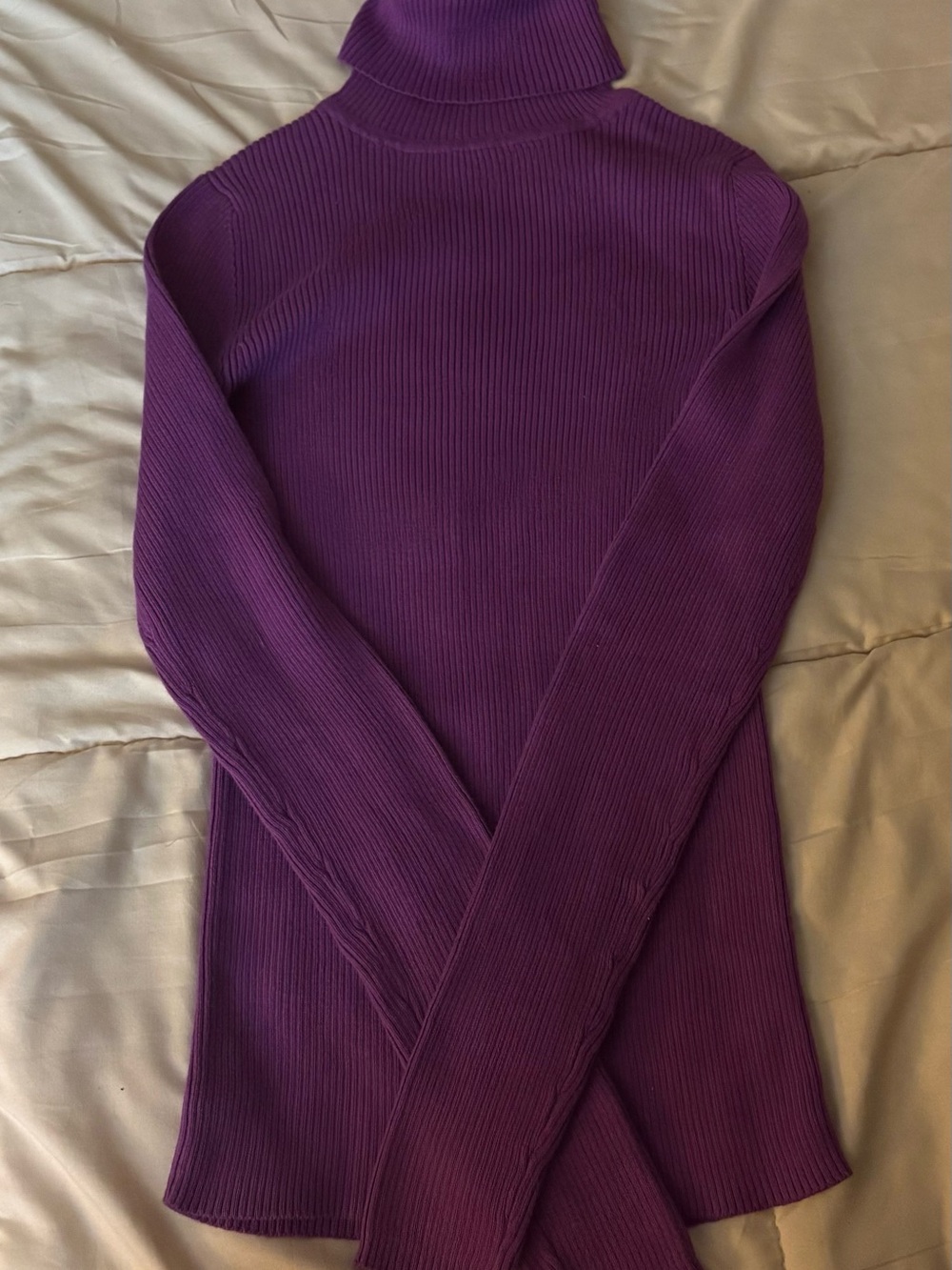 Women's Moda International Ribbed Turtleneck Sweater in Plum/Purple